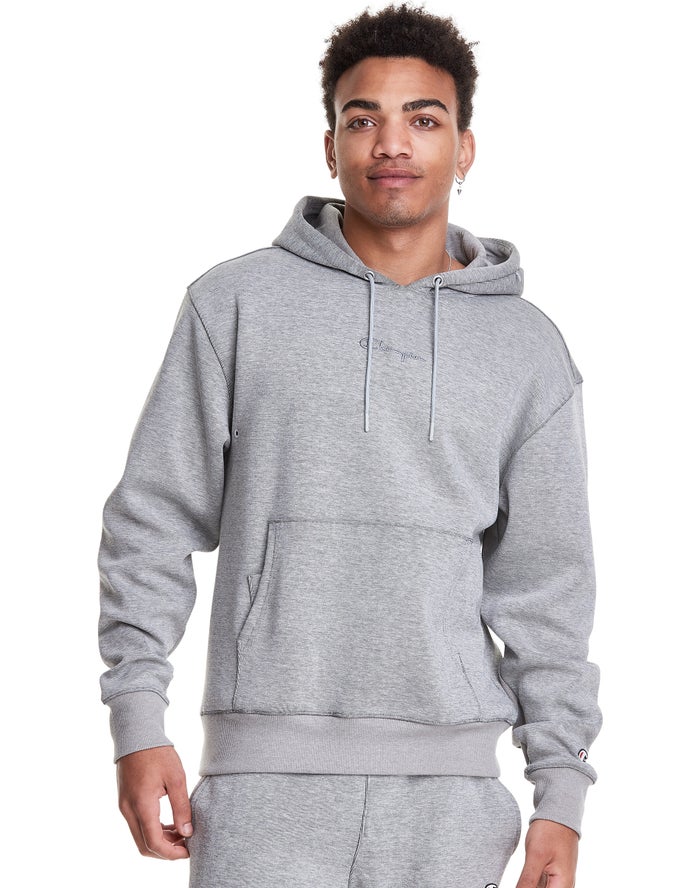 Champion Tech Weave Script Logo Hoodie Heren - Grijs - Belgie 4217FRZNY